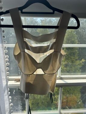 Herve Leger Cream Strappy Structured Bustier Top